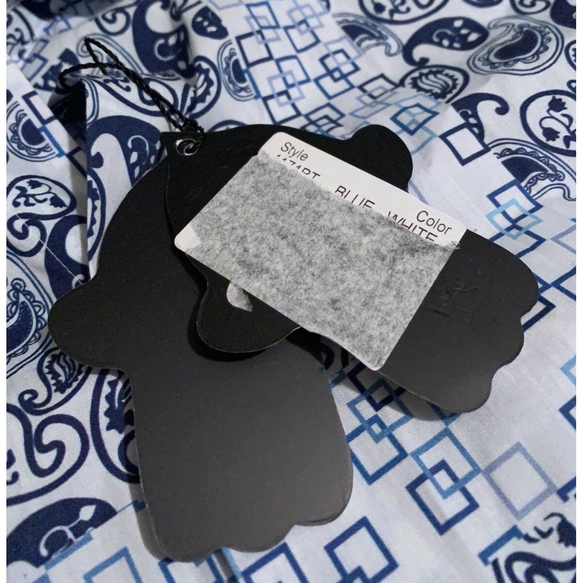 New Visconti Black Men's 3xlt Cotton Blue White Paisley Long Sleeve Shirt Tall — image 4 of 7
